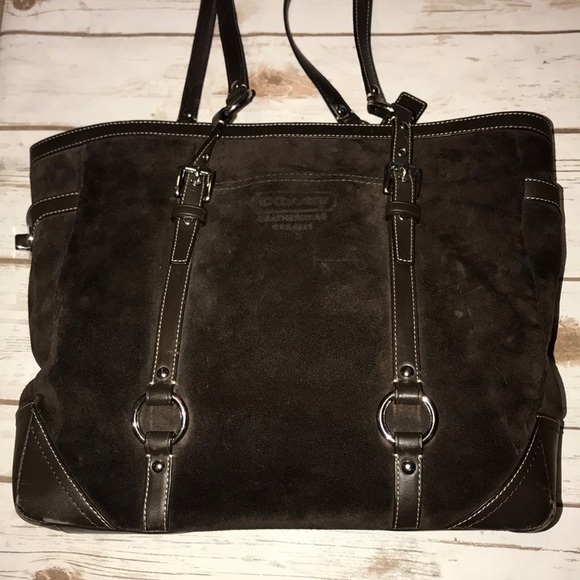 brown suede coach bag
